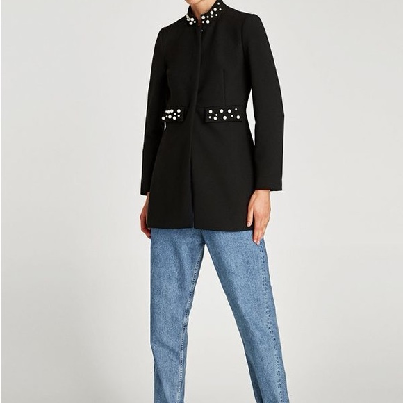 Zara Jackets & Blazers - Zara Studded Blazer Coat in Black, Size M NWT